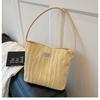 Bolso de Lona Transfronterizo para Mujer, Gran Capacidad, Nuevo Modelo 2026, Versátil de Verano, Casual, Moderno, de Alta Venta, Bolso de Hombro, Bajo Brazo, Tipo Cubo