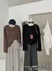 Otoño Temprano 2025 Nuevo Estilo Coreano Delgado y Versátil Perezoso Holgado Algodón Copo de Nieve Color Sólido Simple Camiseta de Manga Larga Camiseta Base