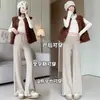 Pantalones de Cachemira Sintética para Mujeres Embarazadas Otoño e Invierno 2024 Pantalones de Pierna Ancha Otoño Pantalones Rectos Otoño para Mujeres Embarazadas