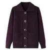 Casacos de Outono e Inverno para Mulheres Idosas, Cardigans Grossos com Gola para Avós, Suéteres de Tricô para Mães de Meia-Idade e Idosas, Roupas de Primavera
