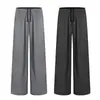 Pantalones rectos de nailon con rejilla de doble línea, ligeros, de secado rápido, con efecto piel de hielo para hombre, nuevos pantalones largos casuales holgados de estilo coreano de verano para mujer