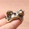 Latão Puro sapo dormindo antigo sapo criativo peso de papel animal de estimação de chá peças de alça bronze antigo ornamentos de decoração de mesa para casa