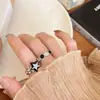 Anillo Abierto de Piedra Ojo de Gato Estrella para Mujer, Anillo para Dedo Índice de Pareja con Personalidad Dulce y Fresca, Anillo de Diseño de Nicho a la Moda