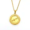 Pingente de Ícone de Signo do Zodíaco Novo Estilo Transfronteiriço Aço Titânio Banhado a Ouro 18K Corrente de Clavícula Colar de Casal Atacado