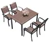 Mesa y Sillas de Té para Exterior para Patio Jardín, Patio de Ocio de Madera-Plástico Anticorrosivo para Exteriores, Mesa de Comedor Simple Moderna para Villa