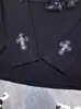 24SS CH Industria Pesada Brazo Cruzado Liu Ding Cuero Falso Dos Piezas Manga Larga Camiseta Pareja Transfronterizo Exclusivo