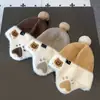 Chapéu de Lã Tricotado Urso de Inverno, Chapéu Quente e Fofo com Proteção para Orelhas à Prova de Frio, Chapéu de Tricô Acolchoado Estilo Coreano para Homens, Mulheres e Crianças