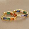 Comercio Exterior Color Caliente Zircón Pendientes de Lujo Ligero Hebilla de Oreja Chapado con Color Oro Verdadero de 18K Retro Corazón de Durazno Aro de Oreja Redondo Marea