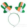 Faixa de Cabeça com Laço para Festival Irlandês Transfronteiriço St. Tiara de Chapéu Verde Dia de São Patrício Colar de Trevo
