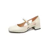 Zapatos de suela simple nuevos para primavera y otoño con recortes laterales, sandalias de punta cuadrada, zapatos de tacón medio grueso, tallas 31-43, zapatos de comercio exterior de Amazon