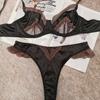 Conjunto de Lencería Sexy Estilo Francés Transfronterizo Europeo y Americano para Mujer, Sujetador de Satén y Encaje, Reductor, Anticaída