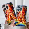 Paisaje Torre Eiffel Aplicable iPhone 17 Pro Max Pintura Metálica Vidrio Funda Protectora para Teléfono 17 Cobertura Total Agujeros Precisos