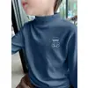 Y2171 # Camiseta Básica Masculina Derong, Top de Outono com Gola Alta Curta para Crianças, Camiseta de Manga Longa, Tendência Cartoon de Outono