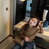 Suéter Grossinho para Meninas Tricotado Básico 2025 Inverno Macio Cera Roupa Infantil Jaqueta Infantil Grande Estilo Ocidental Bordado