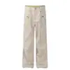 Pantalones de trabajo retro americanos multibolsillos, unisex, pierna recta, ligeramente acampanados, adelgazantes, lavados, casuales, pantalones largos versátiles, modernos