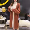 Cardigã Suéter de Comprimento Médio para Mulheres Outono e Inverno 2026 Novo Estilo Coreano Casaco Solto e Estiloso Estilo Preguiçoso Jaqueta Suéter de Tricô