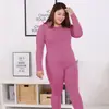 Ropa interior térmica al por mayor para mujer, color sólido, gordita, talla grande, ropa de otoño, forro polar y terciopelo fino, siete colores dentro de 240 kg