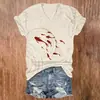 Estampado de Pescado Globo Retro Cruzado para Mujer Cuello en V Manga Corta Impresión Digital 3D Manga Corta Personalizada para Mujer Una Pieza Pedir