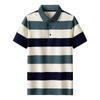 Camiseta de Verão 2023 de Algodão Puro Camiseta Polo Listrada Nova Versão Coreana Versátil Manga Curta Camiseta Polo Masculina Masculina
