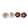 Nuevos Pendientes de Diamante Chopard Cinco Corazones de la Felicidad, Estilo Francés Grande de Concha Blanca, Únicos y Elegantes, Versátiles Pendientes de Botón de Pétalo Tridimensional