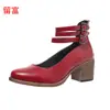 Liu Fu 2026 Amazon Shopee Estação Independente Comércio Exterior Europeu e Americano Retrô 36-42 Tamanho Grande Salto Grosso Zíper Traseiro Sapatos