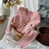 Cárdigan de Punto Retorcido Bordado de Caballo Estilo Old Money para Mujer Otoño e Invierno 2025 Chaqueta Suéter Retro de Cuello Redondo Azul Marino