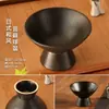 Vaso de cerâmica estilo japonês retrô para bola de musgo, para mesa interna, recipiente de bandeja de bambu e cálamo inspirado no Zen, vaso criativo para bonsai