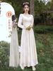 (Liberação) Vestido de Madrinha Cor Champagne, Vestido Curto de Nicho para Grupo de Irmãs no Casamento, Vestido de Madrinha de Manga Comprida