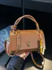 Bolso Vintage para Mujer de Cuero Encerado al Aceite con un Toque de Alta Gama, Bolso de Viaje de Lujo Ligero, Bolso de Mano Estilo Melard Nicho Coreano, Bolso Tote Pequeño