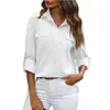 Camisa holgada con botones para mujer, de Amazon, primavera y verano, nueva, transfronteriza, europea y americana, de color liso, informal, 2024