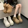Botas de neve de sola grossa, que aumentam a altura, para mulheres, Botas estilo Martin Birkenstock, Nova coleção de inverno 2025, Forradas com fleece, quentes, Botas curtas e Sapatos de algodão oversized