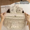 Calcinhas Femininas de Algodão Puro Classe A para Bebês, Cintura Média, Novo Estilo, Comprimento Estendido, Forro 100% Algodão, Sem Costura, Respirável, Calcinhas com Estampa Floral Pequena