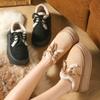 Zapatos de Algodón Versátiles Estilo Ins Retro Versión Coreana de Fábrica para Mujer, Calzado de Exterior para Otoño e Invierno, Mocasines Cálidos con Forro de Felpa