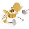 Venta caliente 3-12mm acero inoxidable fondo plano earpin soporte para aretes base tapón para los oídos accesorios para aretes DIY en stock mayoreo