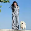 Conjunto Casual Esportivo Moda Primavera e Outono para Meninas Novo Conjunto de Duas Peças Calça Larga Solta com Capuz Menina Estilosa