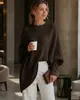 Suéter de punto pullover de cuello redondo para mujer, estilo cruzado europeo y americano, otoño e invierno 2026, suéter casual de color liso holgado para mujer, Amazon