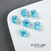 Uñas Artísticas de Zirconia Transparente Azul Cielo de Alta Calidad con Diamantes, Uñas Cuadradas de Corazón Melocotón de Lujo Portátiles, Uñas Artísticas Hechas a Mano con Diamantes