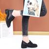 Zapatos de Cuero Negros con Cordones Estilo Británico de Tacón Grueso y Punta Fina, Nuevo Estilo de Primavera para Madres de Mediana Edad, Zapatos de Mujer Modernos y Cómodos
