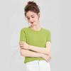 [Contiene Seda de Morera] Tops de Manga Corta Lisos Retorcidos de Alta Gama para Primavera y Verano Suéter Camiseta para Mujer