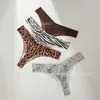 Amazon Transfronterizo Europeo y Americano Tanga Sexy Sin Costuras de Seda Helada para Mujer de Cintura Baja Transpirable Estampado de Leopardo Ropa Interior para Mujer