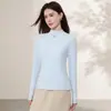 Camiseta básica feminina com forro de fleece espesso para outono e inverno, top quente que pode ser usado como camada interna ou sozinho, com toque de alta qualidade, camiseta versátil de gola redonda e manga longa