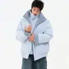 Estilo Pareja Invierno Falso Dos Piezas Chaqueta de Algodón para Hombre Cuello Alto Cortavientos Abrigo Pan de Pareja Resistente al Desgaste Holgado Cálido Protección contra el Frío Algodón