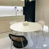 Juego de mesa redonda para el hogar, mesa de comedor para apartamento pequeño, Xiaohongshu, blanco puro, piedra sinterizada, mesa de comedor redonda para el hogar, mesa de comedor redonda para apartamento pequeño