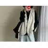Chaleco Artístico de Algodón y Lino, Holgado y Sencillo, de Dos Botones, Forrado, Ropa de Otoño para Mujer