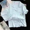 Pijama de Algodón Nube para Mujer, Cárdigan Delgado de Verano, Shorts de Manga Corta, Dibujo Animado Lindo de Dálmata Ropa de Casa, Se Puede Usar Afuera