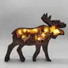 Nuevas Artesanías de Madera Navideñas Transfronterizas Creativas Animales del Bosque Norteamericano Decoración para el Hogar Adornos de Alce Oso Pardo