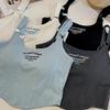 Verano Americano dulce chica sexy camisola mujer bordada copa fija cómoda espalda bonita de uso único interior top base mujer