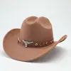 Chapéus de Comércio Exterior Transfronteiriço para Homens e Mulheres, Chapéus de Cowboy Ocidentais, Acessórios de Cabeça de Touro, Chapéus de Feltro, Chapéus de Lã Estilo Étnico, Chapéus Panamá