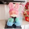 Coelho Flor Eterna Presente para Namorada, Melhor Amiga, Aniversário de Casamento, Natal, Dia dos Namorados, Presente de Aniversário, Coelho Celebridade da Internet Flor Rosa