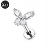 Ventas Directas de Fábrica Pendientes de Mariposa G23 Clavos para Labios Aleación de Titanio Circonita Joyería para Body Piercing Pendientes para Hueso de la Oreja Anillos para Labios